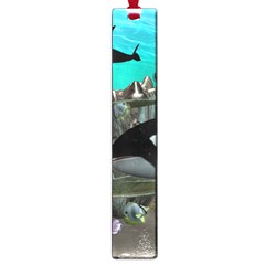 Cute Mermaid Playing With Orca Large Book Marks