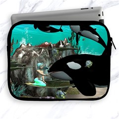 Cute Mermaid Playing With Orca Apple Ipad 2/3/4 Zipper Cases