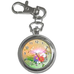 Wonderful Colorful Flowers With Dragonflies Key Chain Watches