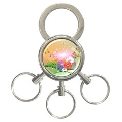 Wonderful Colorful Flowers With Dragonflies 3-ring Key Chains by FantasyWorld7