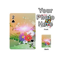 Wonderful Colorful Flowers With Dragonflies Playing Cards 54 (mini)  by FantasyWorld7