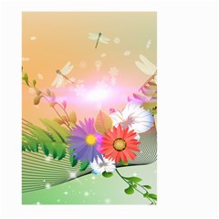 Wonderful Colorful Flowers With Dragonflies Large Garden Flag (two Sides)