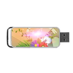 Wonderful Colorful Flowers With Dragonflies Portable Usb Flash (two Sides)