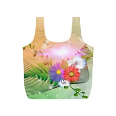 Wonderful Colorful Flowers With Dragonflies Full Print Recycle Bags (s) 