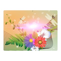 Wonderful Colorful Flowers With Dragonflies Double Sided Flano Blanket (mini) 