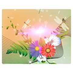 Wonderful Colorful Flowers With Dragonflies Double Sided Flano Blanket (medium) 