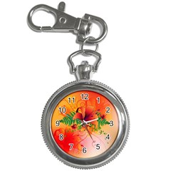 Awesome Red Flowers With Leaves Key Chain Watches by FantasyWorld7