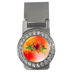 Awesome Red Flowers With Leaves Money Clips (cz) 