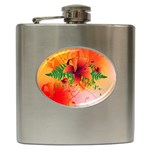 Awesome Red Flowers With Leaves Hip Flask (6 oz) Front