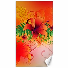 Awesome Red Flowers With Leaves Canvas 40  X 72  