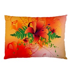 Awesome Red Flowers With Leaves Pillow Cases by FantasyWorld7