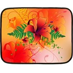 Awesome Red Flowers With Leaves Double Sided Fleece Blanket (Mini)  35 x27  Blanket Front