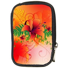 Awesome Red Flowers With Leaves Compact Camera Cases