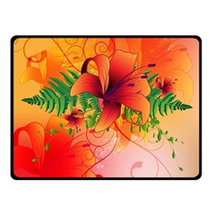 Awesome Red Flowers With Leaves Fleece Blanket (small)