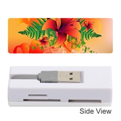 Awesome Red Flowers With Leaves Memory Card Reader (stick) 