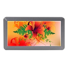 Awesome Red Flowers With Leaves Memory Card Reader (mini)