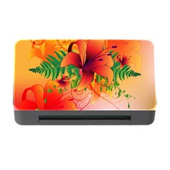 Awesome Red Flowers With Leaves Memory Card Reader With Cf