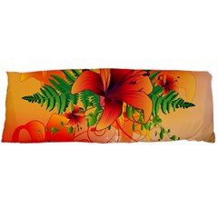 Awesome Red Flowers With Leaves Body Pillow Cases (dakimakura) 