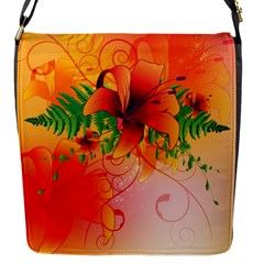 Awesome Red Flowers With Leaves Flap Messenger Bag (s)