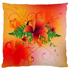 Awesome Red Flowers With Leaves Standard Flano Cushion Cases (one Side) 