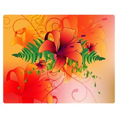 Awesome Red Flowers With Leaves Double Sided Flano Blanket (medium) 