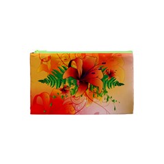 Awesome Red Flowers With Leaves Cosmetic Bag (xs)