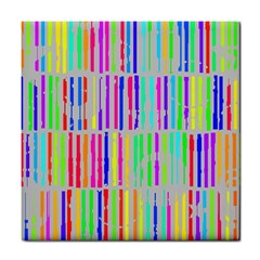 Colorful Vintage Stripes Tile Coaster