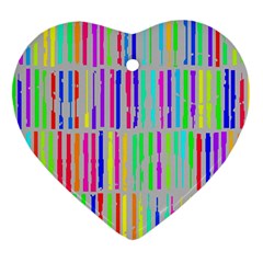 Colorful Vintage Stripes Ornament (heart)