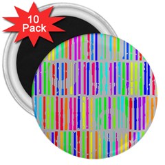 Colorful Vintage Stripes 3  Magnet (10 Pack)