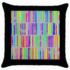 Colorful Vintage Stripes Throw Pillow Case (black) by LalyLauraFLM