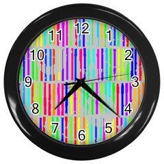 Colorful Vintage Stripes Wall Clock (black)