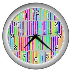 Colorful Vintage Stripes Wall Clock (silver)