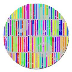 Colorful Vintage Stripes Magnet 5  (round) by LalyLauraFLM