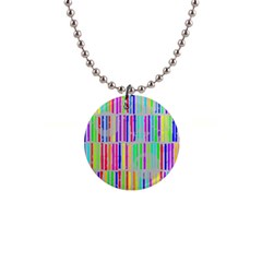 Colorful Vintage Stripes 1  Button Necklace by LalyLauraFLM