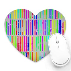 Colorful Vintage Stripes Heart Mousepad