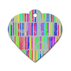 Colorful Vintage Stripes Dog Tag Heart (one Side)