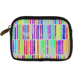 Colorful Vintage Stripes Digital Camera Leather Case by LalyLauraFLM