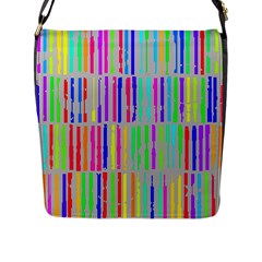 Colorful Vintage Stripes Flap Closure Messenger Bag (l) by LalyLauraFLM