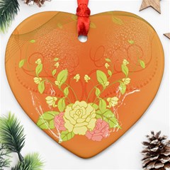 Beautiful Flowers In Soft Colors Ornament (heart)  by FantasyWorld7