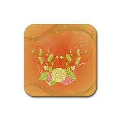 Beautiful Flowers In Soft Colors Rubber Coaster (square) 