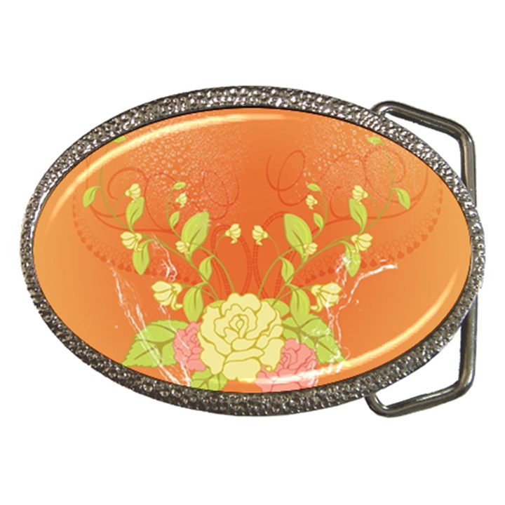 Beautiful Flowers In Soft Colors Belt Buckles