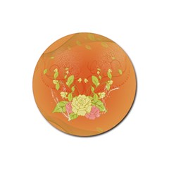 Beautiful Flowers In Soft Colors Rubber Round Coaster (4 Pack)  by FantasyWorld7