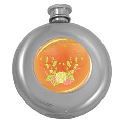 Beautiful Flowers In Soft Colors Round Hip Flask (5 Oz)