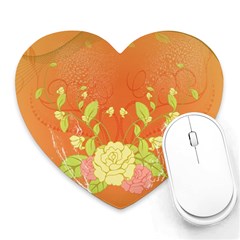 Beautiful Flowers In Soft Colors Heart Mousepads