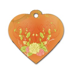 Beautiful Flowers In Soft Colors Dog Tag Heart (one Side)