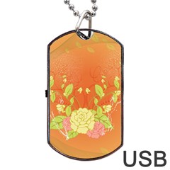 Beautiful Flowers In Soft Colors Dog Tag Usb Flash (one Side)