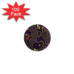 Ribbon Chaos 2 Black  1  Mini Magnets (100 Pack) 