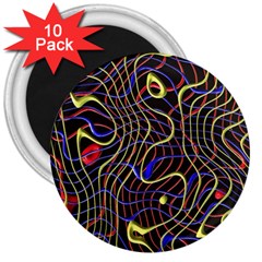 Ribbon Chaos 2 Black  3  Magnets (10 Pack) 