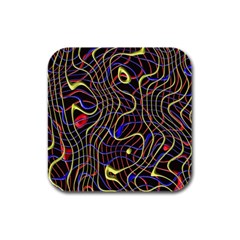 Ribbon Chaos 2 Black  Rubber Square Coaster (4 Pack) 