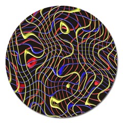 Ribbon Chaos 2 Black  Magnet 5  (round) by ImpressiveMoments